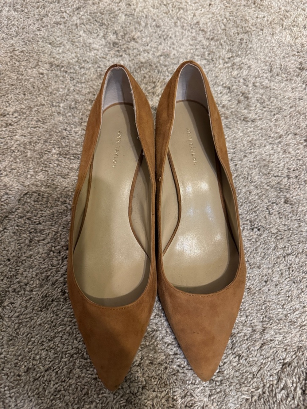 Ann Taylor Pointed Toe Suede Pumps - Cognac